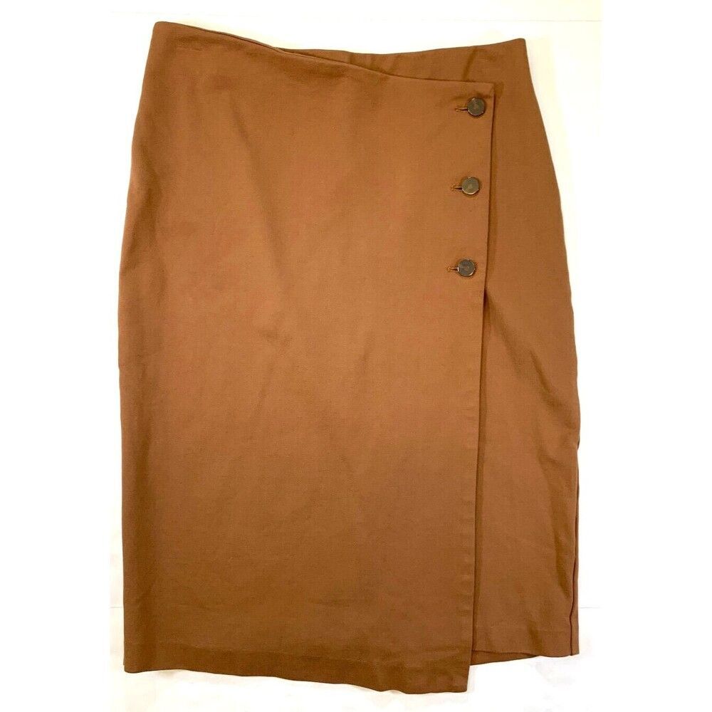 Rachel Zoe Pencil Skirt Womens S Wrap Knee Midi Stretch Button Office Casual - Picture 1 of 9